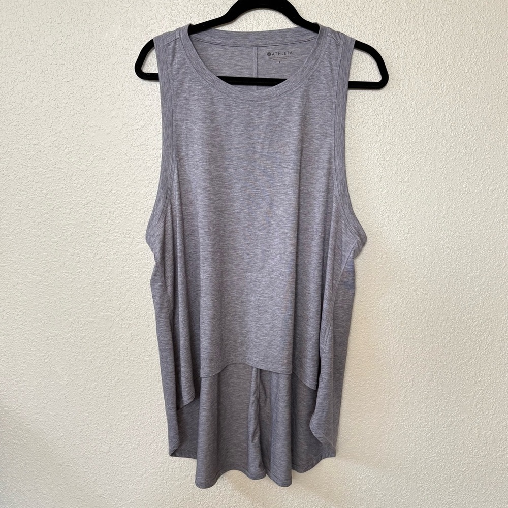 Athleta Light Gray Scoop Neck High Low Racerback Tank Top Large